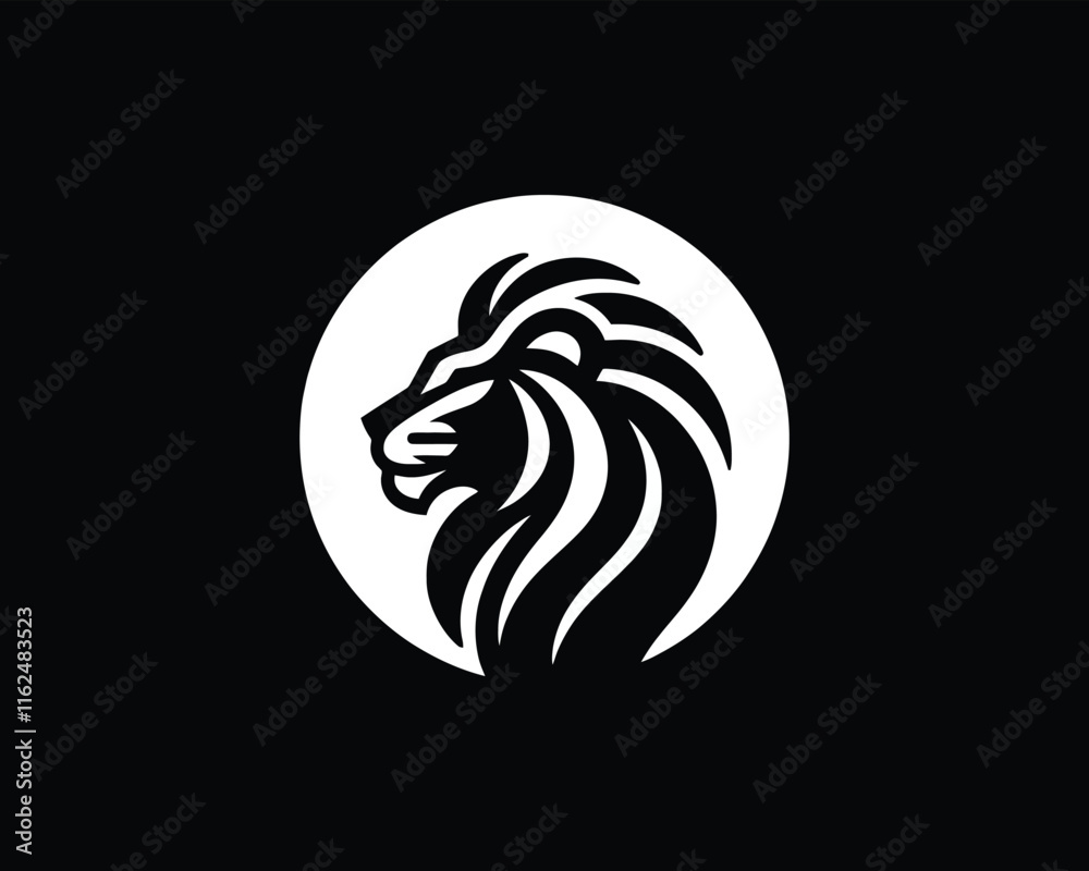 Fototapeta premium White Color Lion Head Logo Design Vector Template.