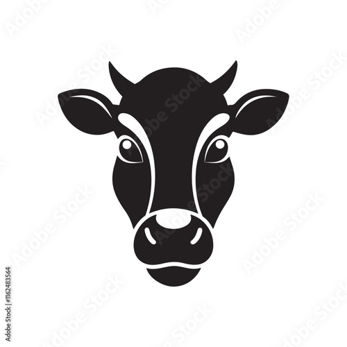 cow head logo silhouette vector design.