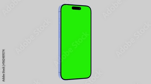 Smartphone with a blank green screen on a white background. Mobile mockup video on a green background.
