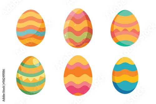 Set of easter eggs vector illustration on white background