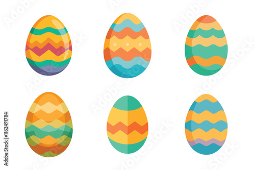 Set of easter eggs vector illustration on white background