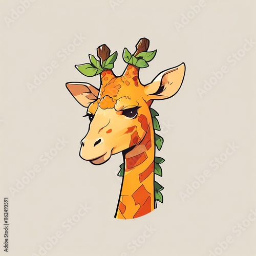 Adorable Giraffe Portrait with Lush Green Accents photo