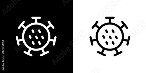 Virus icon. Bacteria. Infectious. Hospital. Drugs. Vaccine. Black logo. Draw lines. Silhouette