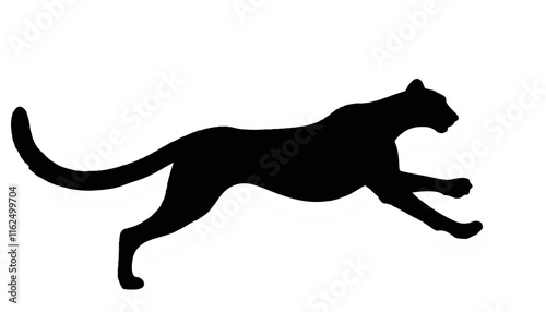 Silhouette of a leaping cheetah on a white background photo