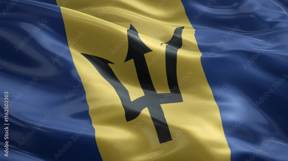 barbados country flag waving for 10 seconds in high quality