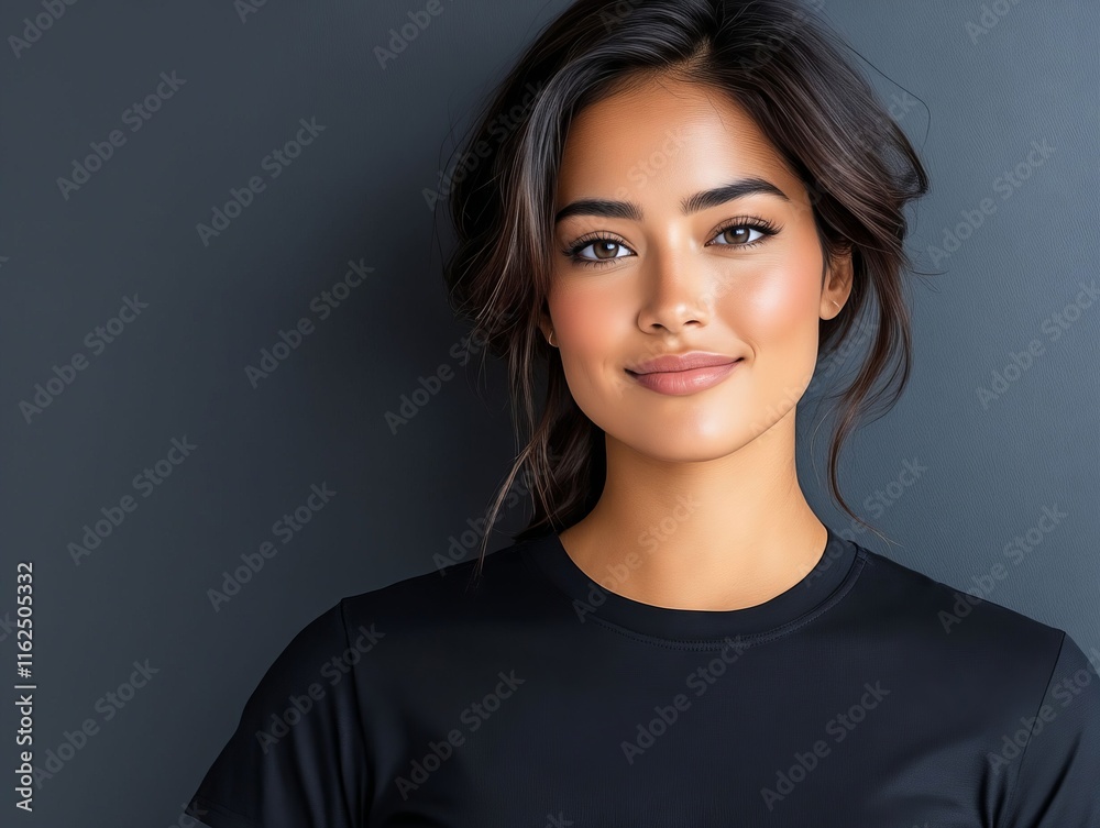 A woman in a black shirt is posing for a picture A woman in a black shirt is posing for a picture
