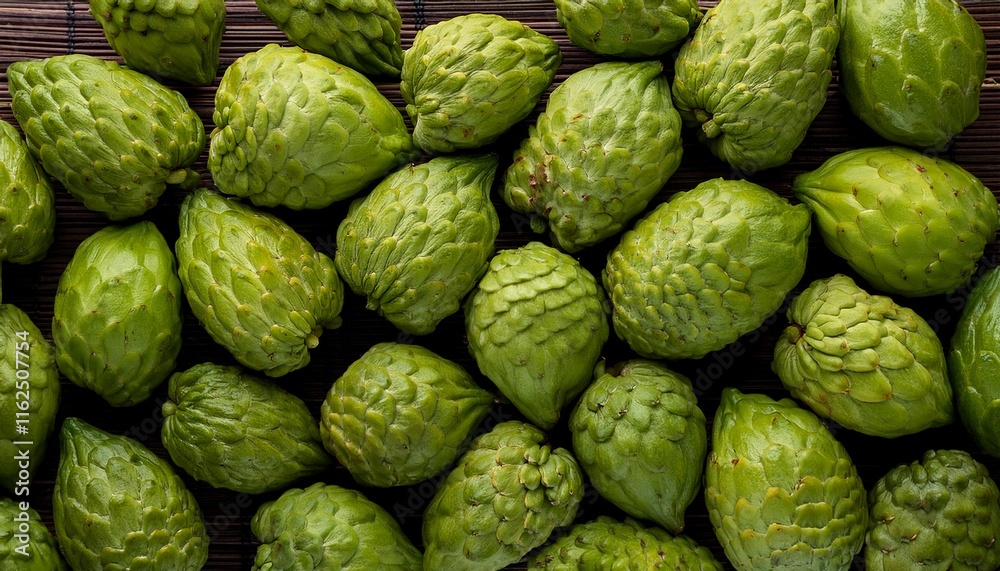 Flat Lay Top View of Bright Ripe Fragrant Green Chempedak Fruit as Background Flat Lay Top View of Bright Ripe Fragrant Green Chempedak Fruit as Background