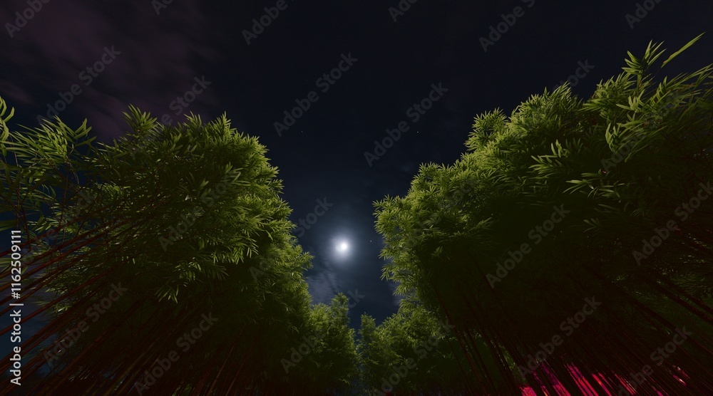 Bamboo forest wallpaper on the evening sky. 3D rendering Bamboo forest wallpaper on the evening sky. 3D rendering