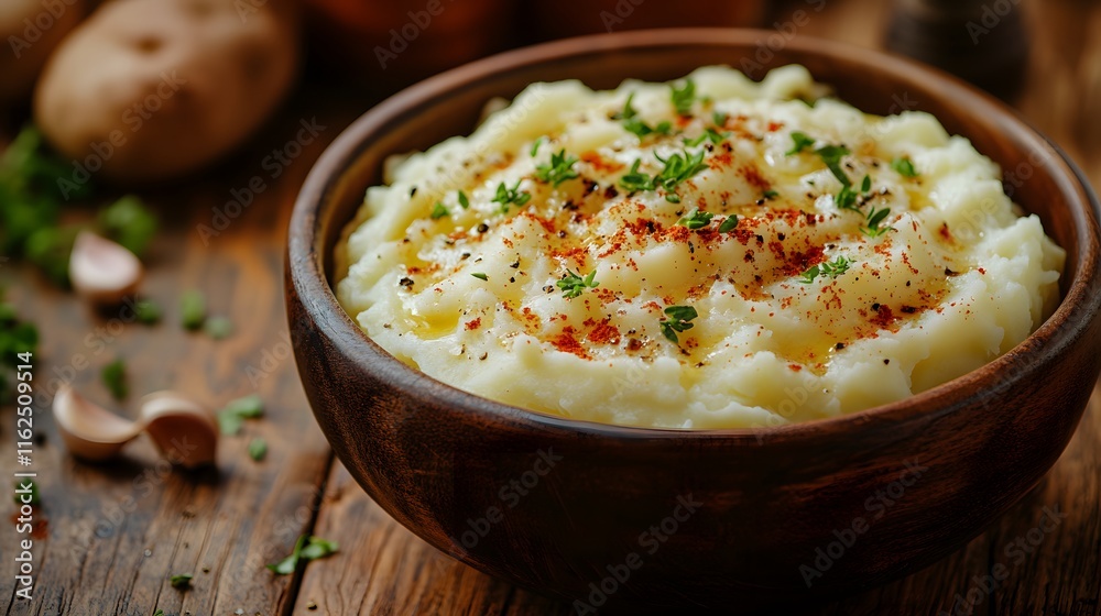 Deliciously Creamy Garlic Butter Mashed Potatoes Served Warm in a Cozy Kitchen Environment Deliciously Creamy Garlic Butter Mashed Potatoes Served Warm in a Cozy Kitchen Environment