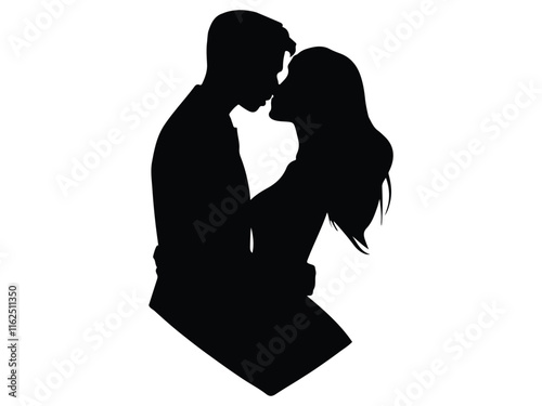  Valentine's day .romantic couple kissing silhouette