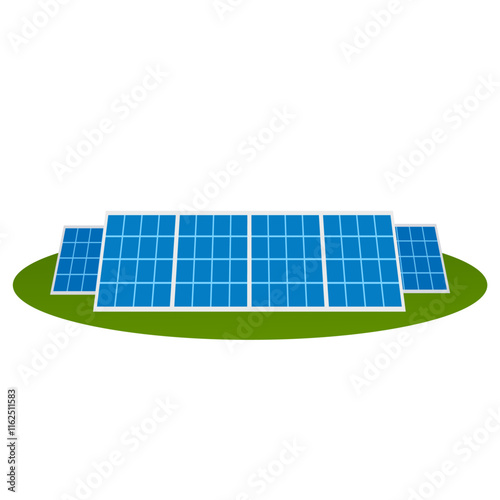 solar panels on ground flat vector illustration clipart