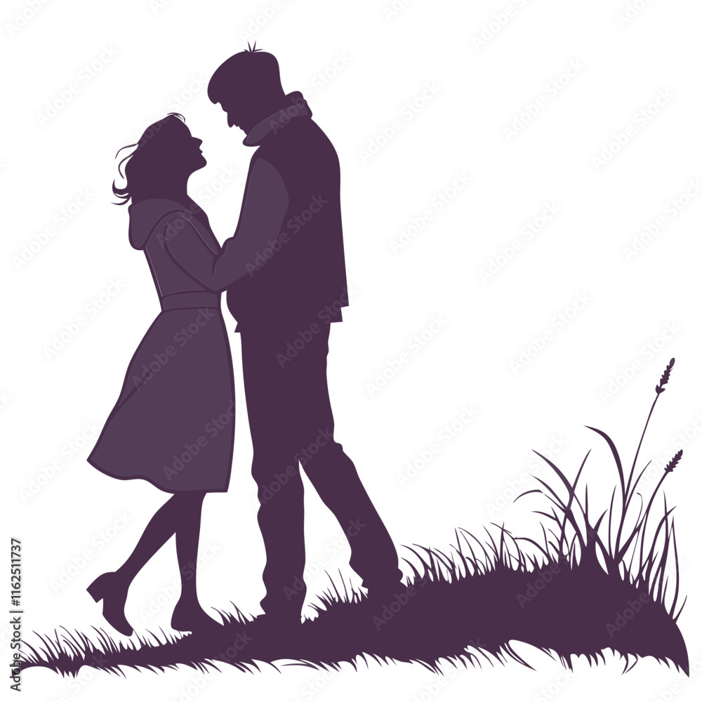 A romantic couple silhouette with white background (12) A romantic couple silhouette with white background (12)