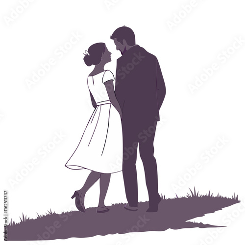 Wallpaper Mural A romantic couple silhouette  with white background (12) Torontodigital.ca