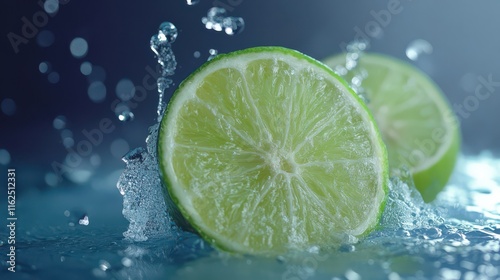 Refreshing Slices of Lime with Water Splash