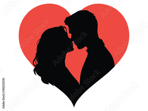  Valentine's day .romantic couple kissing silhouette