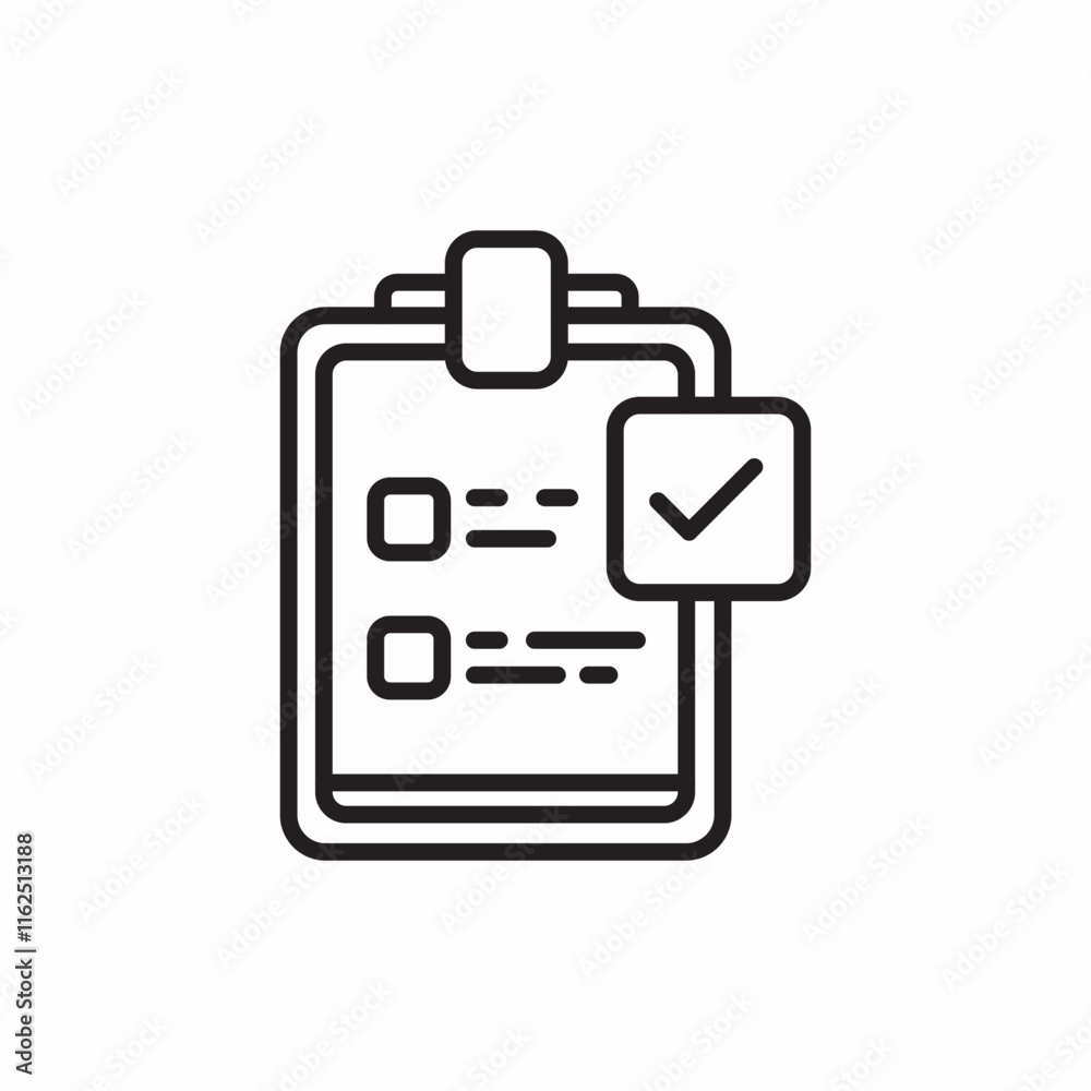 Checklist task clipboard document report icon vector sign
