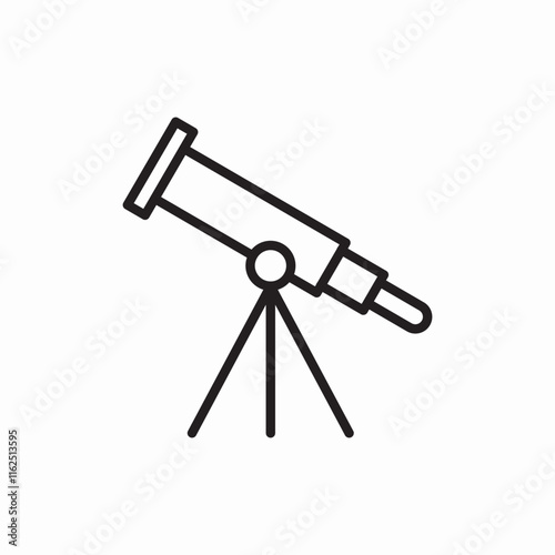 Telescope astronomy science observation space icon vector sign
