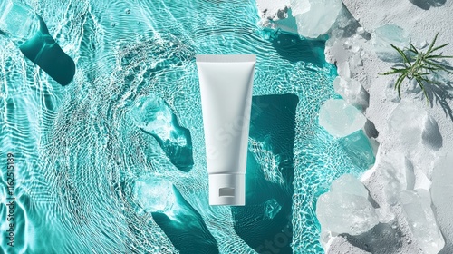 Luxury cosmetic mockups with water splashes and vibrant backgrounds for skincare and beauty branding