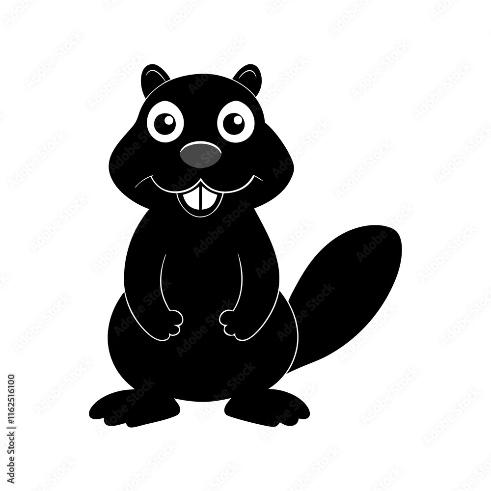 Naklejka premium Beaver cartoon vector silhouette