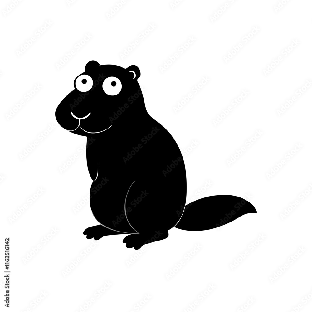 Beaver cartoon vector silhouette