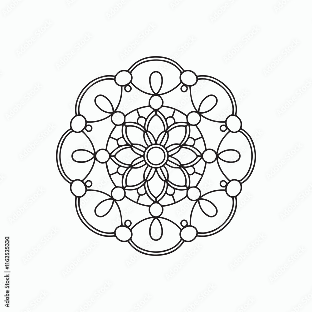 Simple black and white mandala, simple mandala coloring pages, vector file, tattoo design Simple black and white mandala, simple mandala coloring pages, vector file, tattoo design