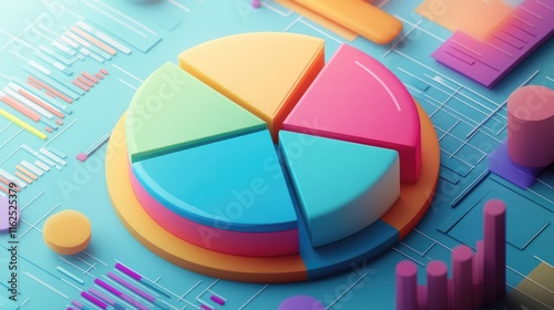 3d Business upgoing pie chart vector arts illustration photo