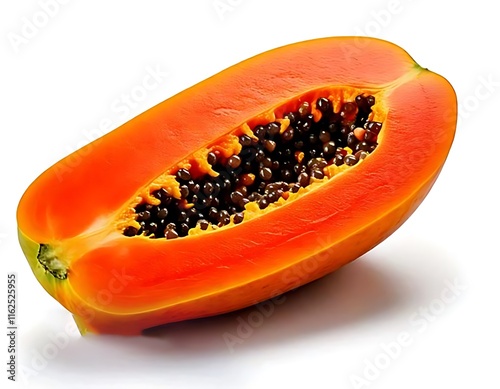 slice papaya fruit isolated on white background cutout photo