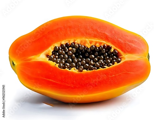 slice papaya fruit isolated on white background cutout photo