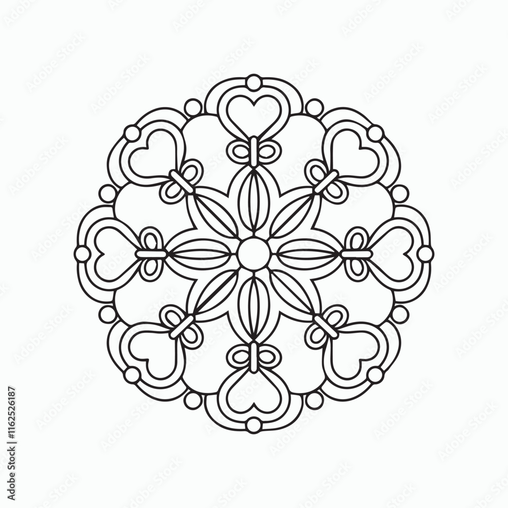 Simple black and white mandala, simple mandala coloring pages, vector file, tattoo design Simple black and white mandala, simple mandala coloring pages, vector file, tattoo design