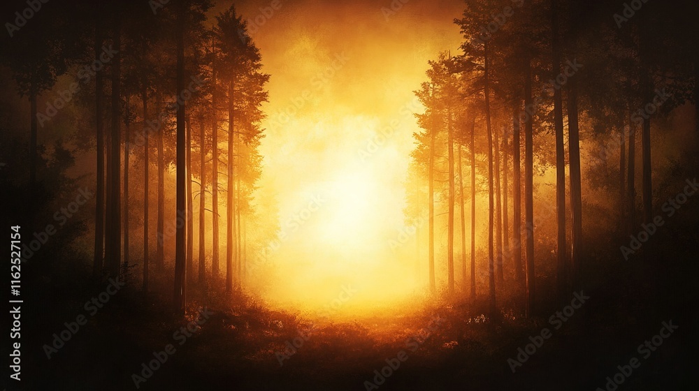 Serene Forest Clearing Embraced by Towering Trees Bathed in Golden Sunset, Inviting Tranquil Reflection and Connection with Nature Serene Forest Clearing Embraced by Towering Trees Bathed in Golden Sunset, Inviting Tranquil Reflection and Connection with Nature