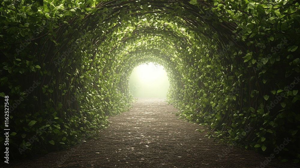 Obraz premium Enchanted Forest Pathway, intertwining branches create archways, inviting exploration into a mysterious, immersive environment