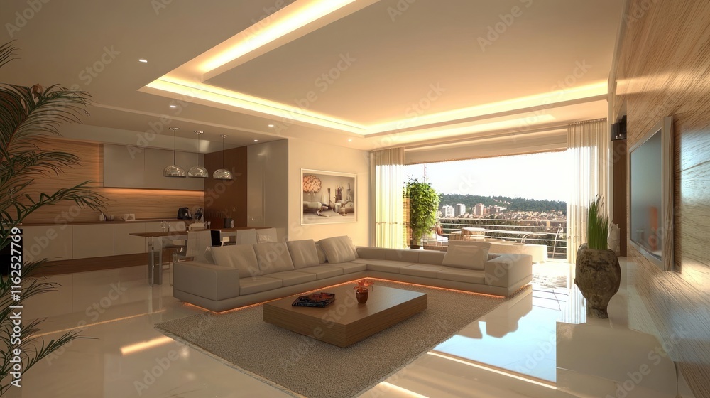 Modern Apartment Living Room Design With City View Modern Apartment Living Room Design With City View