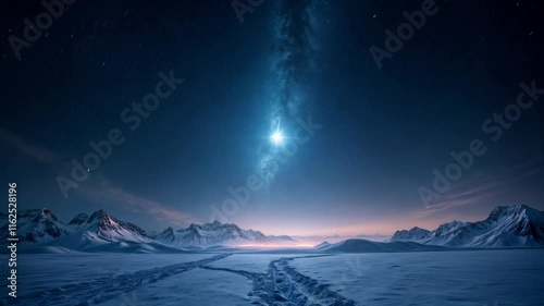 North Star Polaris in a Starry Night Sky