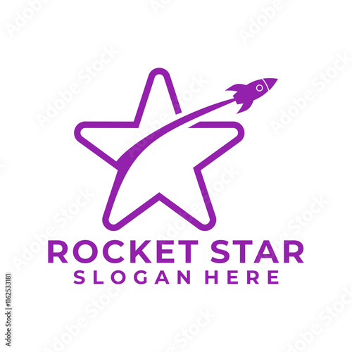 Rocket Star logo design vector. Startup and Apps logo with a star and rocket vector