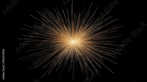 Radiant Golden Burst with Rays of Light on Black Background