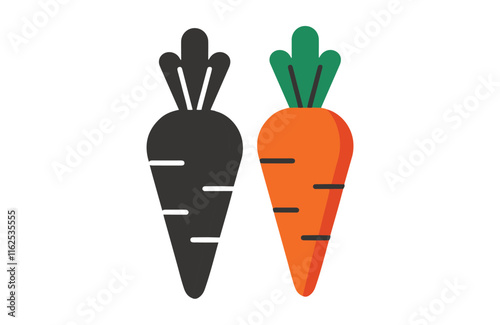 Carrot icon. With outline, glyph, filled outline and flat styles