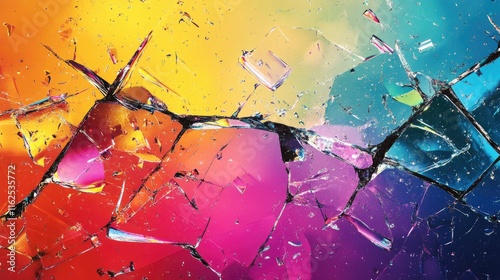 Colorful Broken Glass Abstract Background with Vibrant Shades photo