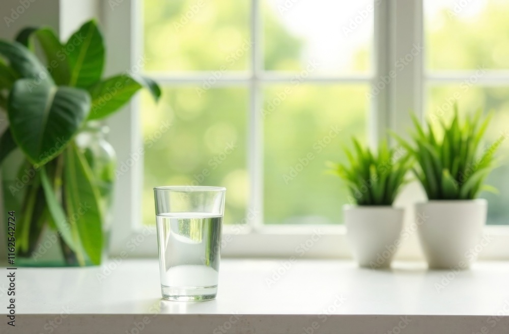 pouring drinking water in a transparent glass isolated on abstract background with glass table, water resource concept with copy space pouring drinking water in a transparent glass isolated on abstract background with glass table, water resource concept with copy space