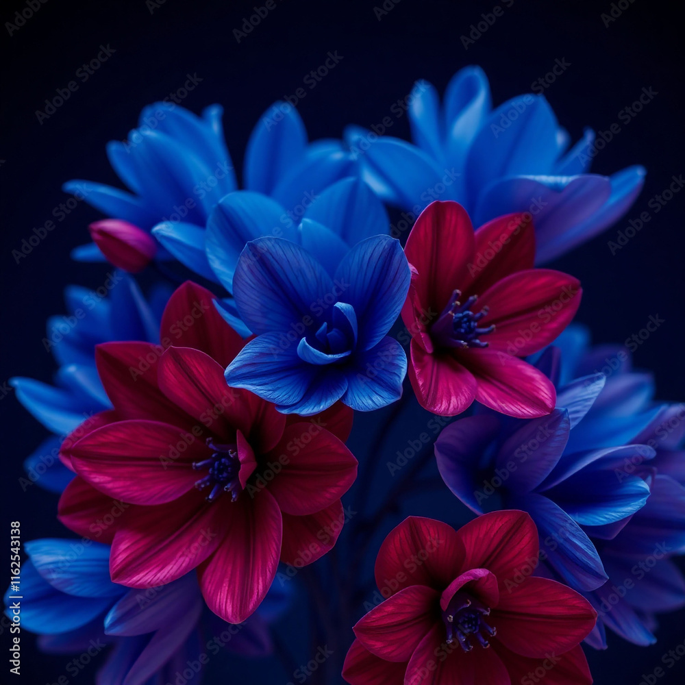 Obraz premium red and blue flowers