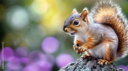 Nature-inspired visuals squirrel scampering up tree photo