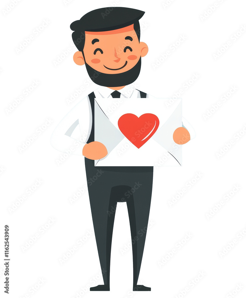 Clipart of waiter holding an white envelope with the red heart on it 4 Clipart of waiter holding an white envelope with the red heart on it 4