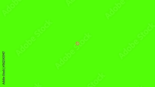 Pop-up red prohibition sign in a crossed red circle with a white border on a green screen background