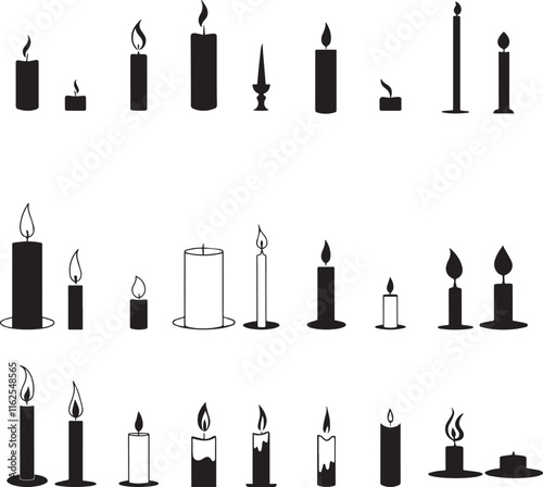 Collection of Simple Candle Icons in Various Styles