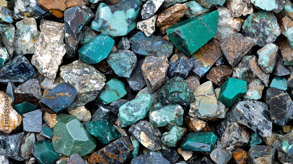 Vibrant Green and Blue Gemstone Roughs Pile- Raw Turquoise and Minerals Texture Vibrant Green and Blue Gemstone Roughs Pile- Raw Turquoise and Minerals Texture