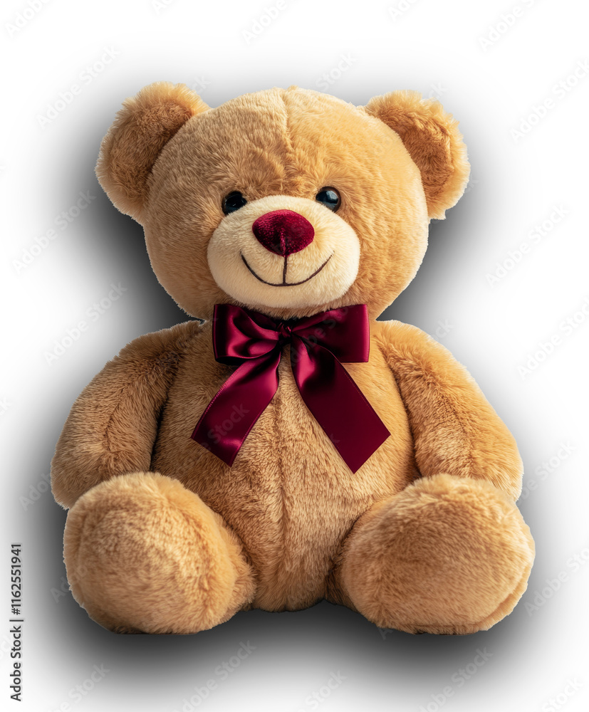 Obraz premium Cute teddy bear soft toy with the red ribbon 1