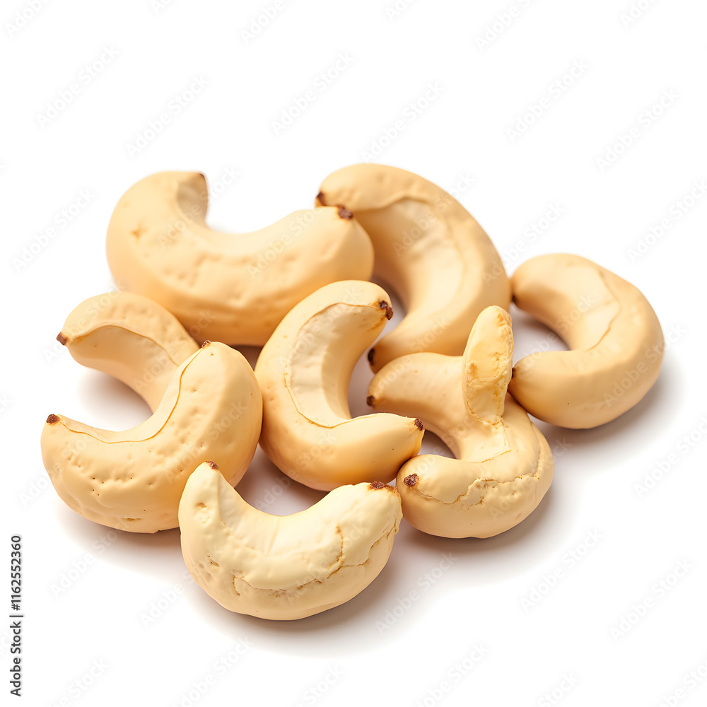 Delicious cashew nuts isolated on white background, clipping path, full depth of field. Delicious cashew nuts isolated on white background, clipping path, full depth of field.