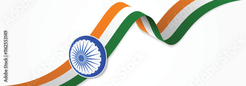 Indian flag ribbon on white isolated vector illustration