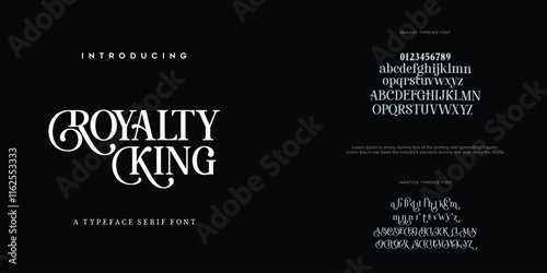 Elegant wedding alphabet letters font and number. Typography Luxury classic lettering serif fonts decorative vintage retro concept. vector illustration
 photo