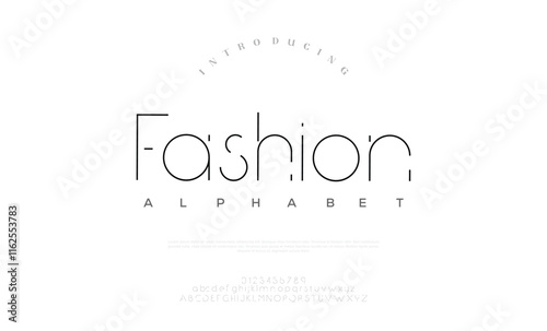 Abstract thin line font alphabet. Minimal modern fashion fonts and numbers. Typography typeface uppercase lowercase and number. vector illustration
