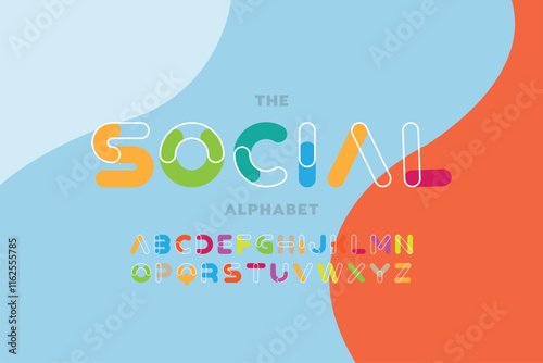 Creative Design vector Font of twisted Ribbon for Title, Header, Lettering, Logo. Funny Entertainment Active Sport Technology areas Typeface. Colorful rounded Letters and Numbers.
